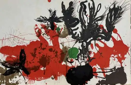 "Abstract Expression (Red, Black, Green)"