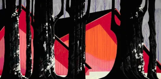 "Красный сарай зимой"