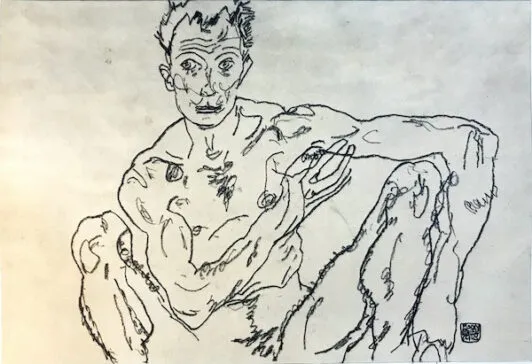 "Автопортрет (на корточках)"