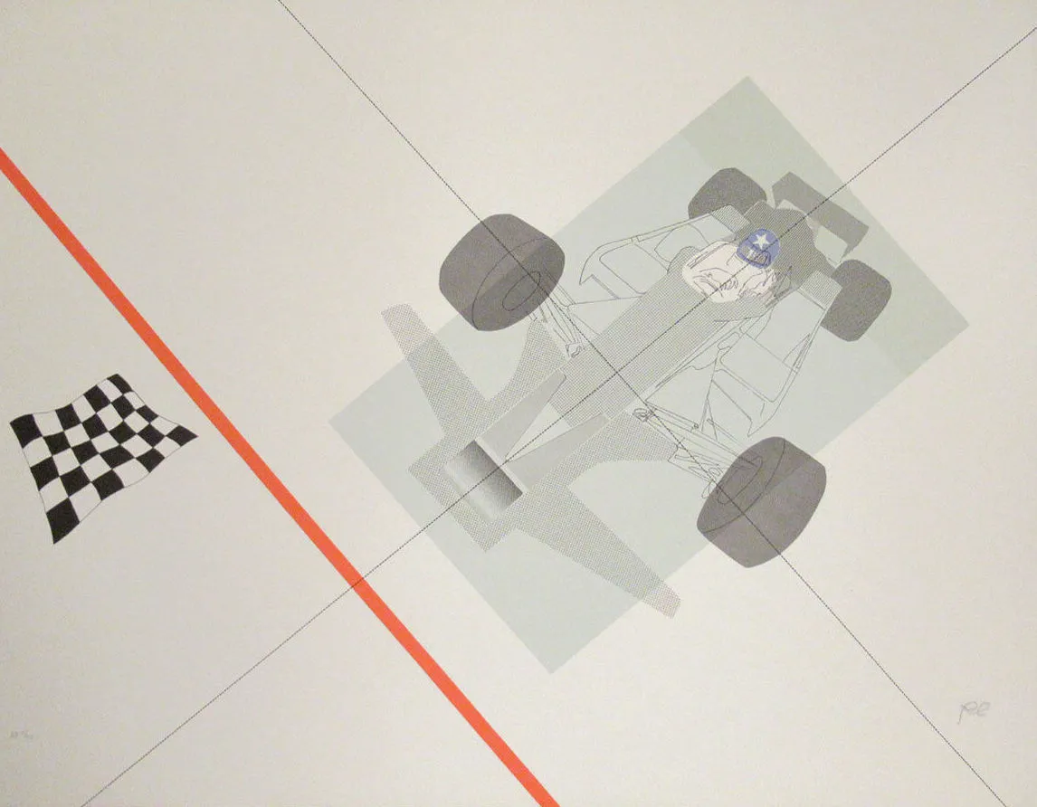 "Race Car with Checkered Flag"