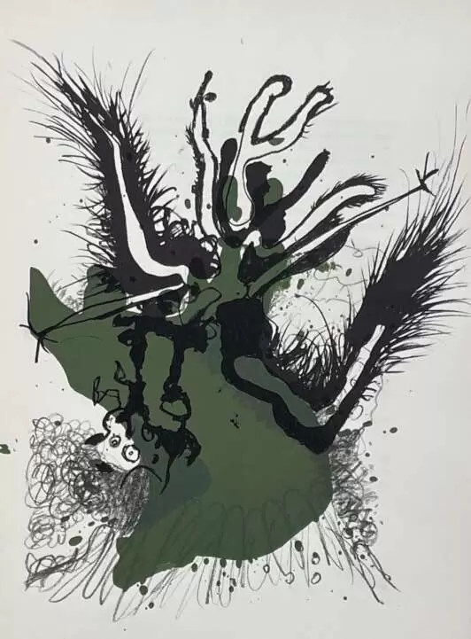 "Abstract Expression (Black, Green) I"