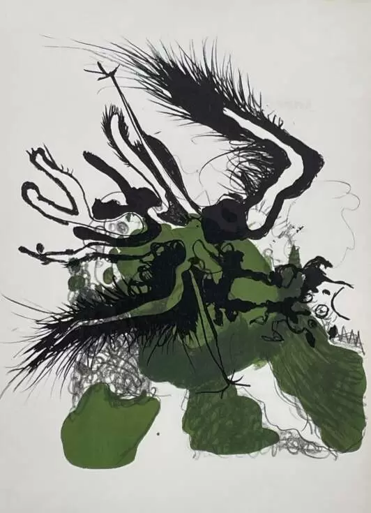 "Abstract Expression (Black, Green) II"