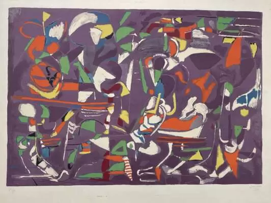 "Абстрактная композиция на фиолетовом фоне"