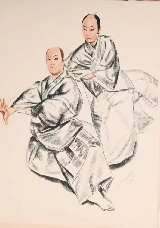 Лист из альбома «Японский театр (Кабуки)», 1933 г.