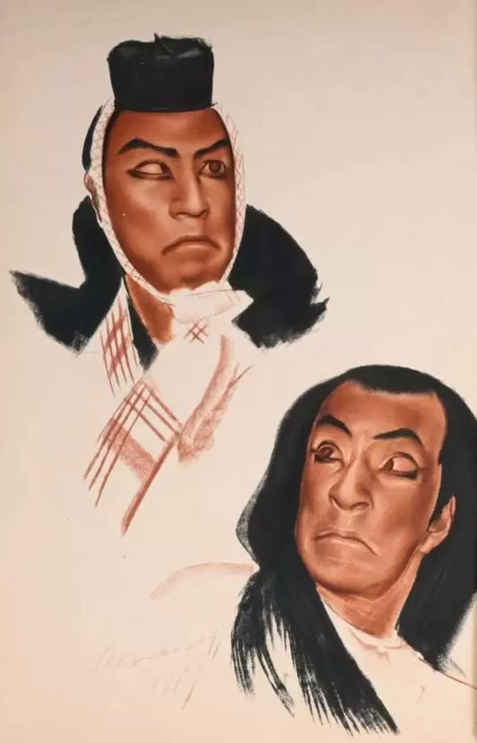 Лист из альбома «Японский театр (Кабуки)», 1933 г.