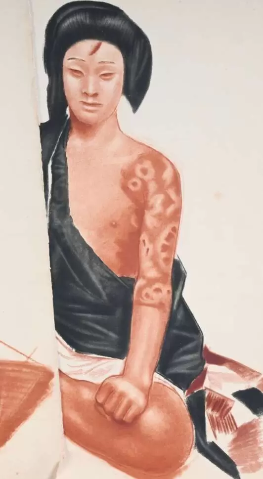 Лист из альбома «Японский театр (Кабуки)», 1933 г.