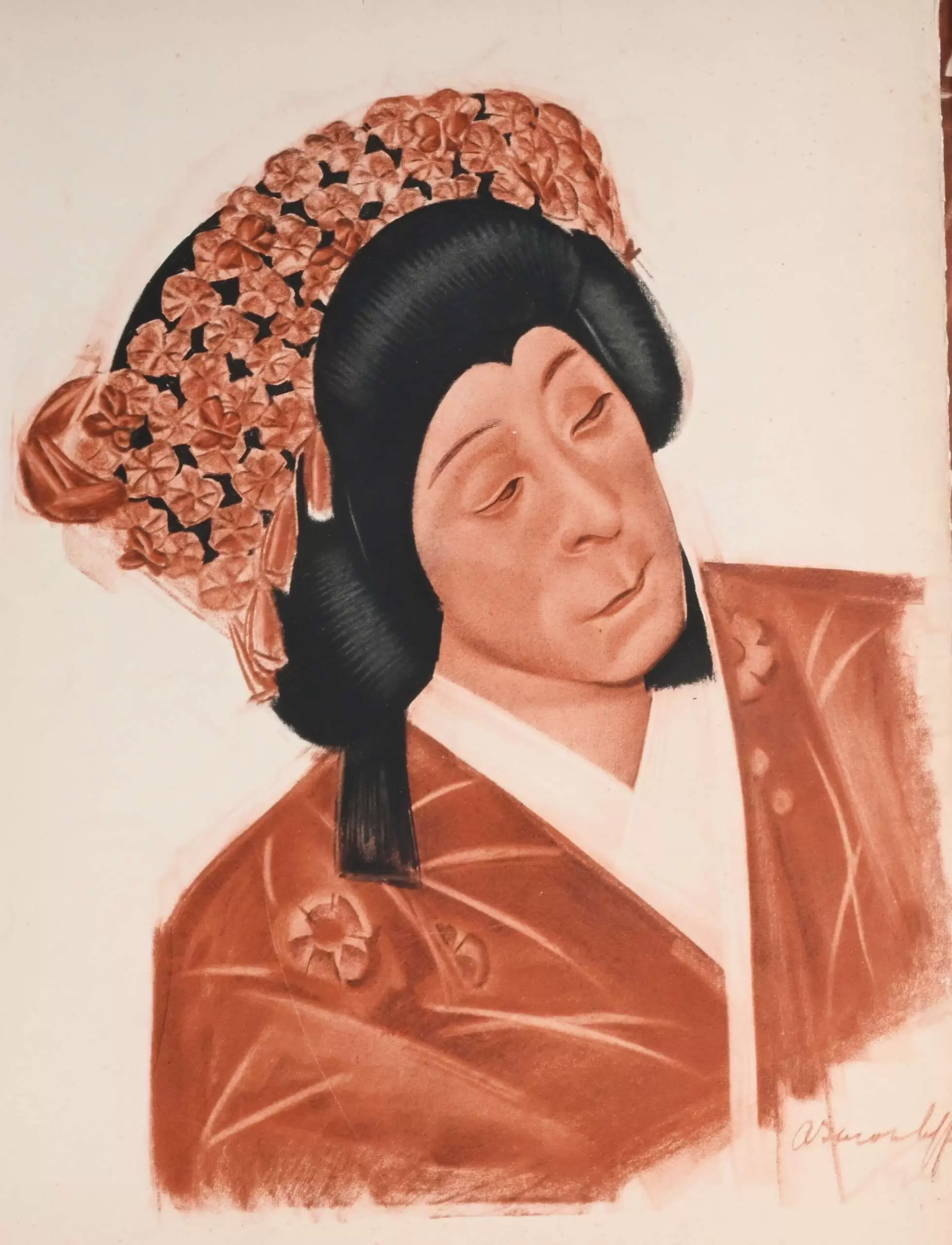 Лист из альбома «Японский театр (Кабуки)», 1933 г.