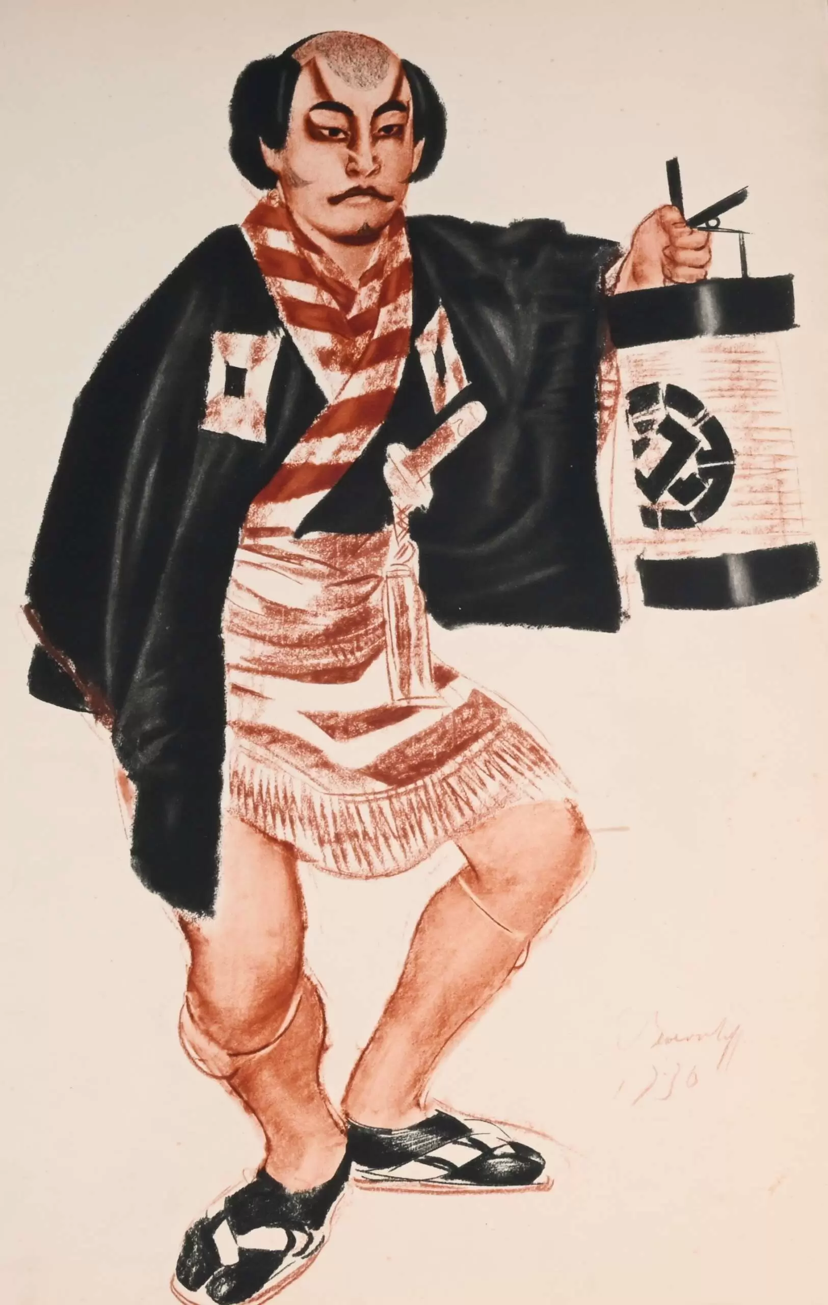 Лист из альбома «Японский театр (Кабуки)», 1933 г.