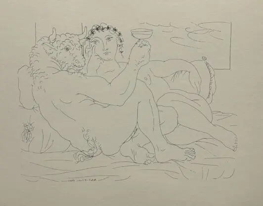 "Minotaure une Coupe la Main, et Jeune Femme (Минотавр с кубком в руке и молодая женщина)"