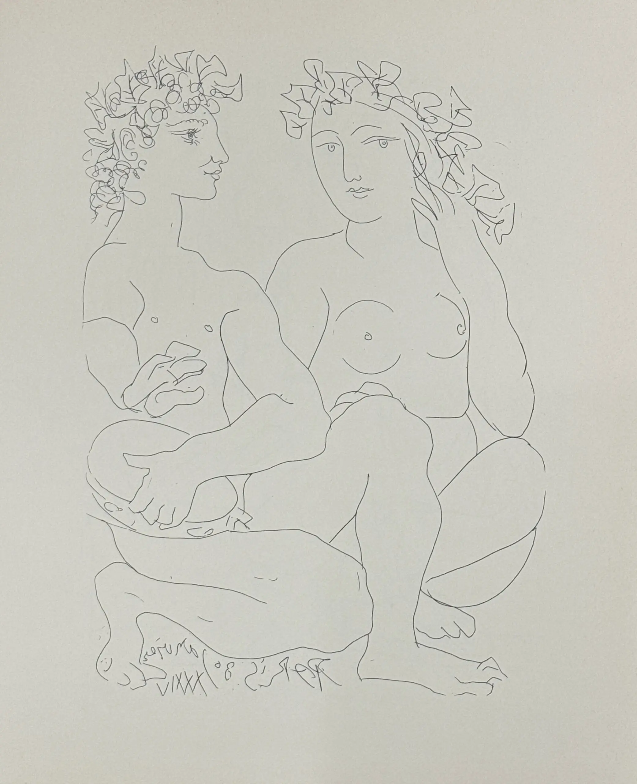 "Jeune bacchus au tambourin avec une bacchante (Молодой Вакх с тамбурином и вакханка)"